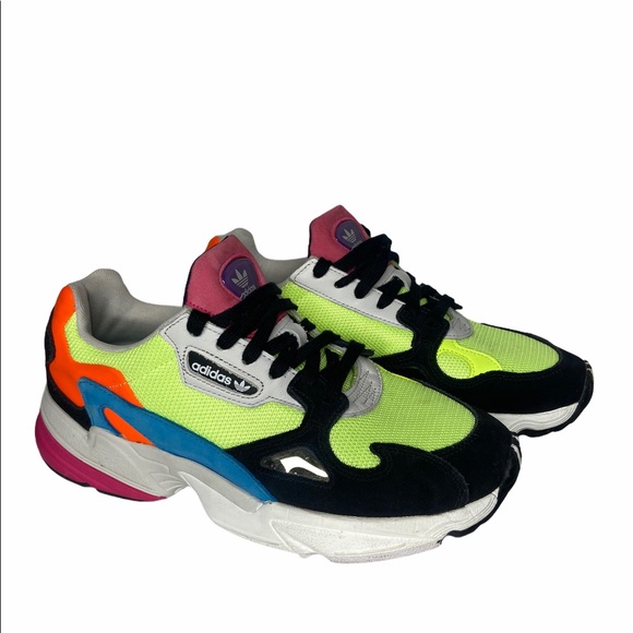 adidas | Shoes | Adidas Falcon Hi Res Multi Color Neon Sneakers | Poshmark